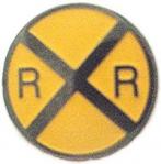 RAILROAD CROSSING LOGO METAL HAT PIN (ROUND)